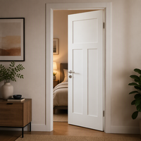 Porte intérieure à poignée à levier noire, en bois blanc veiné, à joint plat, certifiée FSC CARB P2, pour chambre à coucher, vente en gros