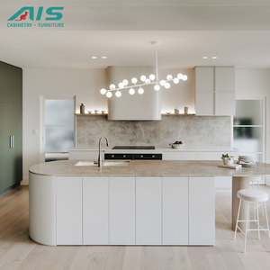 Ensemble d'évier de cuisine de haute qualité avec armoire ensemble d'armoire de cuisine en pvc blanc et or shaker conceptions simples - Product Image 1