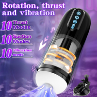 Masturbateur Électrique Masculin 10 Modes de Vibration et de Poussée Jouet Sexuel Automatique Godet de Masturbation pour Hommes Machine de Masturbation Masculine
