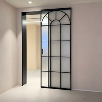 Porte coulissante sans rail en or brossé de qualité professionnelle avec système d'amortissement à fermeture douce pour cloison de dressing moderne