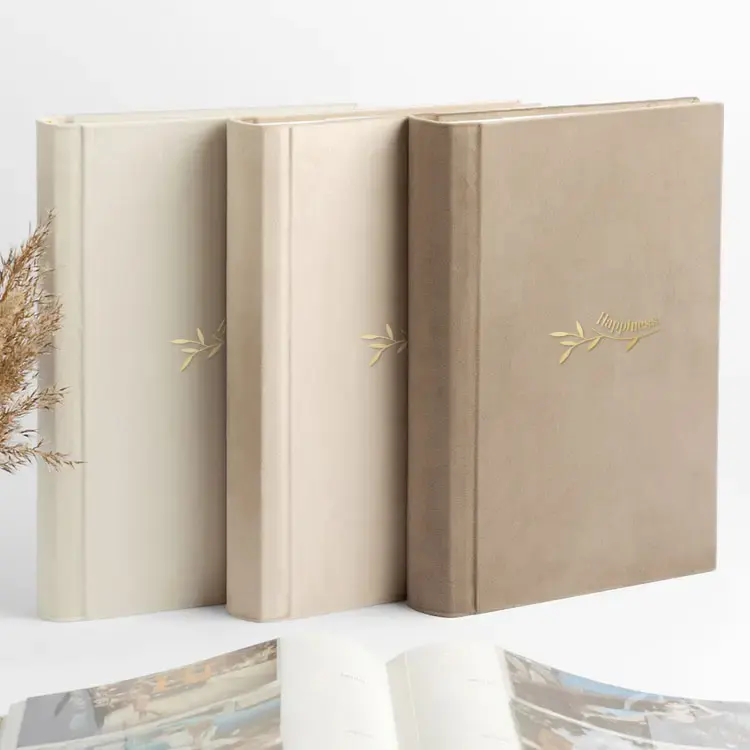 Custom Luxury Photo Album Family Linen Embossed Covers Hardcover Large Size Clear Plastic Self Adhesive Gifts Anniversary Album