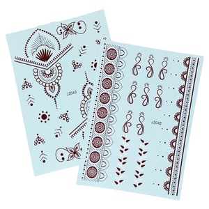 Tatouages temporaires imperméables en dentelle blanche et brune pour la main de la mariée, style <span class=keywords><strong>henné</strong></span> de mariage, autocollants - Product Image 4