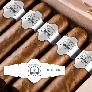 Étiquettes personnalisées pour bandeaux de cigares bleues et noires |   Autocollants <span class=keywords><strong>en</strong></span> papier à gratter |   Parfait pour l'impression de mariage et de fête d'anniversaire - Product Image 1