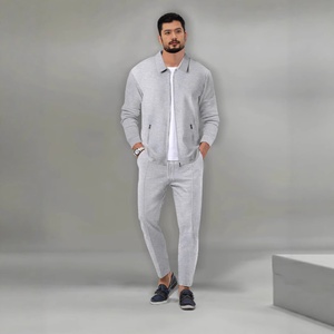 Conjunto Casual de Otoño <span class=keywords><strong>para</strong></span> <span class=keywords><strong>Hombre</strong></span>: Chaqueta Cardigan Slim con Cuello Solapa y Bolsillos con Cremallera, y Pantalones - Product Image 4