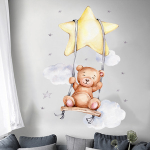 Balena e orso luna palloncino stelle carta da parati nuvoloso decorazioni per la casa adesivo murale per soggiorno camera da letto divano sfondo Decor Sticker - Product Image 4