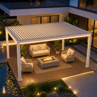 Pergola bioclimatique motorisée en aluminium et verre trempé MEIXIN ORLANDO, pour jardin d'hôtel de luxe moderne, terrasse extérieure.