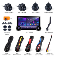 10.1 "système stéréo de voiture Android 360 conduite avec système panoramique vue d'oiseau voiture universelle DVR HD 3D 4 caméras 1080P Vision nocturne