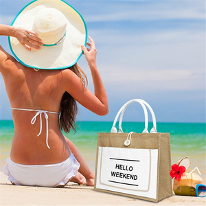 Custom Durable <strong>Jute</strong> <strong>Tote</strong> <strong>Bag</strong> for Promotions Reusable Lifestyle Textile Packaging With Customizable Logo for Shopping - Product Image 4