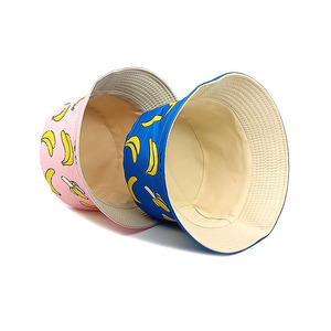 Nuevo estilo al aire libre sol 54cm niño niña chico doble cara gorras dibujos animados Panamá gorra niños pescador sombreros plátano patrón cubo sombrero - Product Image 5