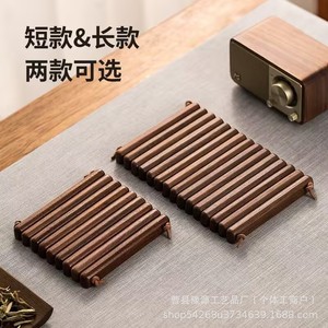 Alfombrilla aislante del calor de madera maciza, diseño cuadrado Wabi Sabi para mesa, posavasos para café, resistente a altas temperaturas, antiescaldaduras - Product Image 4