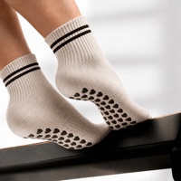 Chaussettes de compression POPSOX pour Pilates, avec soutien de la voûte plantaire, antidérapantes, à revers structuré, bout sans couture, mi-mollet, pour femme, yoga, OEM