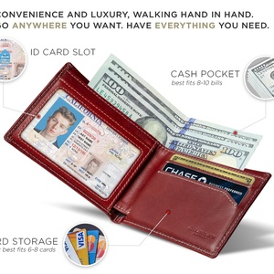 For Boshiho Customized Minimalist Leather <b>Wallet</b> for Men <b>RFID</b> Function Front Pocket with Metal Money Clip Slim and Short Length - Product Image 2