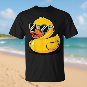 T-shirt en caoutchouc avec motif canard et lunettes de soleil, noir, vêtements décontractés pour hommes - Product Image 3