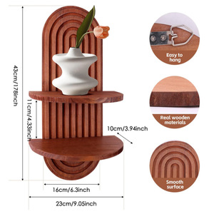 Wooden <b>Wall</b> <b>Shelf</b> 2 Tier Minimalist Design Storage For Bathroom <b>Floating</b> <b>Shelf</b> - Product Image 4