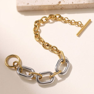 Bracelet en vrac de luxe en acier inoxydable 316L plaqué or 14k 18k, bracelets et joncs de mode, bracelet trombone OT pour femme - Product Image 1