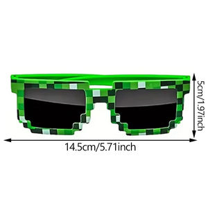 Lunettes de soleil mosaïque pour diffusion en direct, lunettes PC noires stylées, parodie pixelisée d'anime, lunettes amusantes pour le témoin, lunettes étonnantes - Product Image 2