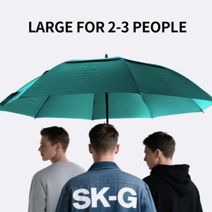 Teal Color Straight Golf <b>Umbrella</b> Double Canopy 62 Inch Large Coverage Wind Resistance UPF 50+ Lightweight Semi-Automatic - Product Image 6