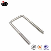Collier de serrage en forme de U en acier inoxydable 304 avec boucle de fixation de tube carré à angle droit à tête plate finition unie norme DIN3570