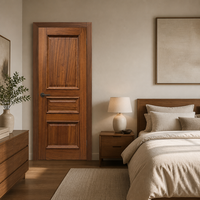 Porte en bois composite laqué acajou, design classique, étanche, pour chambre à coucher, villa, portes à battants