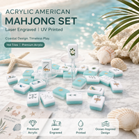 Jeu de Mahjong Américain de Luxe Moderne au Design Original, Style Océanique, 160 Tuiles Professionnelles en Acrylique Double Couche, Taille Jumbo de 1,4 Pouce