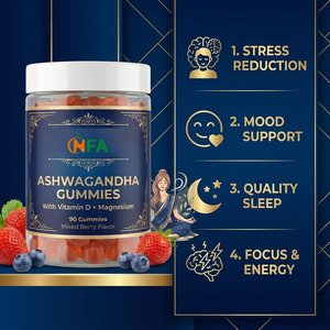 Gummies d'Ashwagandha en gros à action rapide avec Vitamine D et Magnésium, 90 unités, saveur Baies Mixtes, Végétaliennes, pour le Soutien du Sommeil - Product Image 5