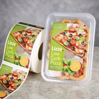 Etiquetas Adhesivas Personalizadas de Grado Alimenticio para Pizza de Comida Rápida, Etiquetas en Rollo Resistentes al Agua y al Aceite para Envasado de Alimentos