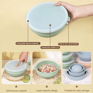 Conteneur de stockage alimentaire pliable pour la maison en silicone avec couvercle, boîte à lunch pour la préparation des repas, boîte à lunch réutilisable, ensemble de boîtes à lunch bento - Product Image 2