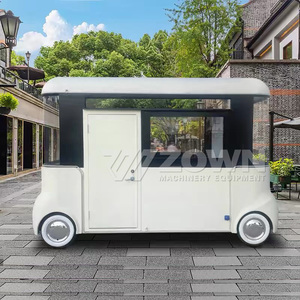 Camionnette alimentaire électrique compacte blanche avec grande fenêtre vitrée, chariot mobile de vente de café et de snacks pour la rue - Product Image 5