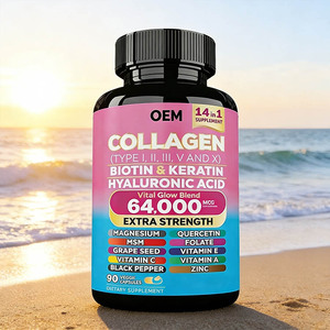 OEM Private Label Adult Beauty Products <b>Collagen</b> Peptides Powder Multi-Vitamins Marine Keratin Biotin Hyaluronic Acid Vegan - Product Image 2