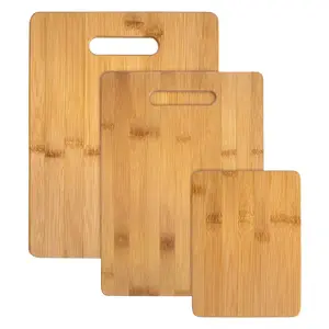 Mutfak bambu için % 100% doğal bambu 3 parça bambu kesme tahtası seti kesme tahtaları