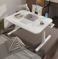 Table pliante en bois réglable et extensible pour ordinateur portable, avec fente pour cartes et porte-gobelet, idéale pour dortoir d'étudiant, bureau à domicile ou usage décontracté