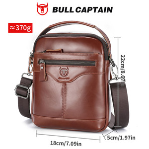 กระเป๋าหนังแท้สะพายข้างผู้ชาย BULLCAPTAIN  วัสดุโพลีเอสเตอร์ ปิดด้วยซิป  นุ่ม  จุของได้เยอะ  สไตล์วินเทจ  แฟชั่นลำลอง  สำหรับธุรกิจ - Product Image 5