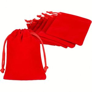 Grands sacs en velours rouge avec poignée, 17*23cm, pochettes en tissu pour bijoux, parfums, huiles essentielles, emballage cadeau pour Noël, mariage - Product Image 1