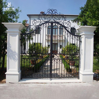 Portes doubles extérieures de style européen pour villa, jardin, cour, clôture, entrée, portails en fer forgé sur mesure anti-effraction