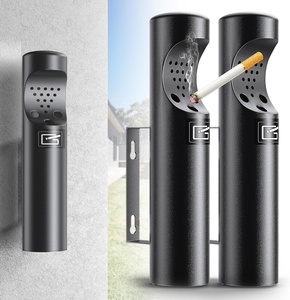 Support décoratif <span class=keywords><strong>extérieur</strong></span> avec grand <span class=keywords><strong>cendrier</strong></span>, cendriers extérieurs et réceptacles à cigarettes muraux, poste de fumeur mural - Product Image 3