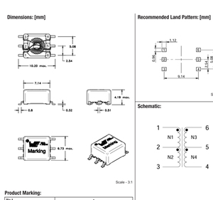 760390012 Transformateur de puissance Wurth Elektronik WE-PPTI SN6501 475 UH 5V SMD/SMT 125C 1.8W 300-620kHz - Product Image 3