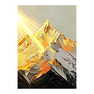 Pintura al óleo pintada a mano, esplendor radiante, arte abstracto de paisaje de montaña para decoración de pared de sala de estar, 100% hecho a mano - Product Image 5