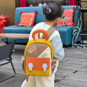 Mochila escolar para guardería, mochila <span class=keywords><strong>de</strong></span> colores contrastantes para niños y niñas, mochila ligera y versátil para niños, protección para la espalda - Product Image 5