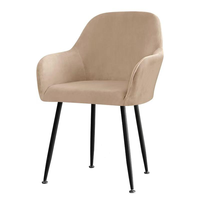 Chaise de salle à manger moderne de luxe nordique scandinave noire, stable, capitonnée, en tissu bleu et marron, velours, pieds en métal réglables