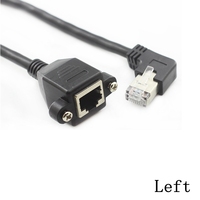 Cable RJ45 8P8C Macho a Hembra, Montaje en Panel con Tornillos, Cable de Extensión Ethernet LAN en Ángulo Recto o Izquierdo de 90 Grados, 0.3m 0.6m 1m