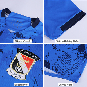 Nueva Camiseta de Fútbol Azul Ecológica Personalizada, Uniforme de Equipo OEM, Sublimación, Transpirable, de Secado Rápido, Camisetas de Fútbol Recicladas para Hombre - Product Image 3