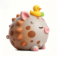 Figurine de cochon en plastique écologique promotionnelle avec figurine de canard, poupée de dessin animé peinte sur mesure, modèle OEM personnalisé pour bureau