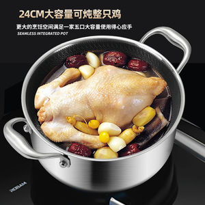 Olla para sopa de acero inoxidable de 1 litro, compatible con inducción, con tapa y doble asa para cocinar en el hogar - Product Image 4