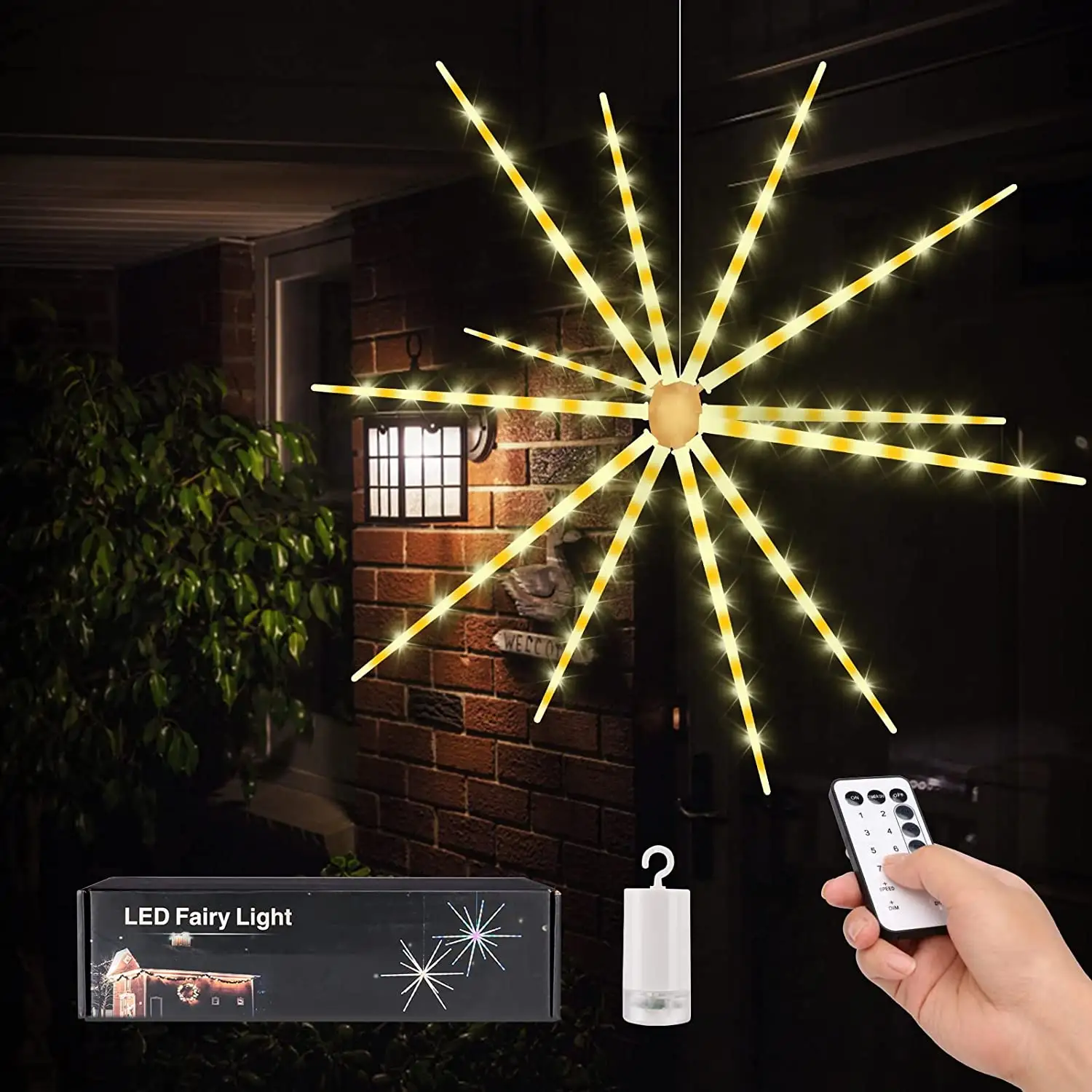 8 mode remote control Indoor and outdoor Battery Powered Waterproof Firework hanging med Starburst Lights for party home decor