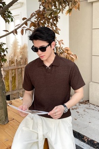เสื้อโปโลถักคลาสสิกสำหรับผู้ชาย ผ้าโพลีเอสเตอร์ เรยอน สแปนเด็กซ์ ระบายอากาศได้ดี แขนสั้น คอปก เหมาะสำหรับฤดูร้อน สไตล์ลำลองทางธุรกิจ - Product Image 6