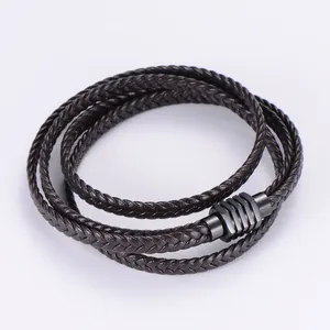 Accessoires de bijoux faits à la main en vrac bracelet en cuir véritable marron noir pour hommes