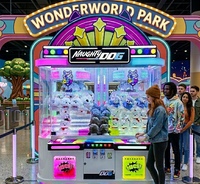 Grande machine à griffes distributeur de prix, boîtier métal et bois, éclairage dégradé coloré, à monnayeur, pour enfants