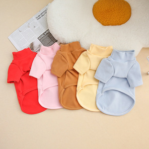 Pet Solid Color Warm Pullover <b>Base</b> <b>Layer</b> Shirt For Dogs High Neck Long Sleeve Fleece Winter Clothes - Product Image 2