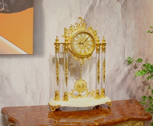 Châu âu cổ kim loại đồng bảng & Bàn đồng hồ thiết kế cổ điển với tinh thể vàng thạch anh cho Trang chủ & khách sạn sử dụng trang trí - Product Image 2