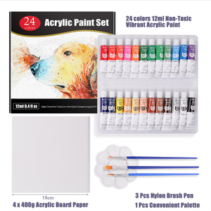 Ensemble de <span class=keywords><strong>peinture</strong></span> <span class=keywords><strong>acrylique</strong></span> 24 couleurs 12ml de haute qualité <span class=keywords><strong>avec</strong></span> pinceau, palette incluse pour <span class=keywords><strong>peinture</strong></span> sur <span class=keywords><strong>verre</strong></span> et toile - Product Image 2